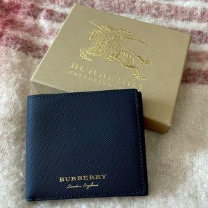 Burberry Men’s Navy Bifold Wallet NWT